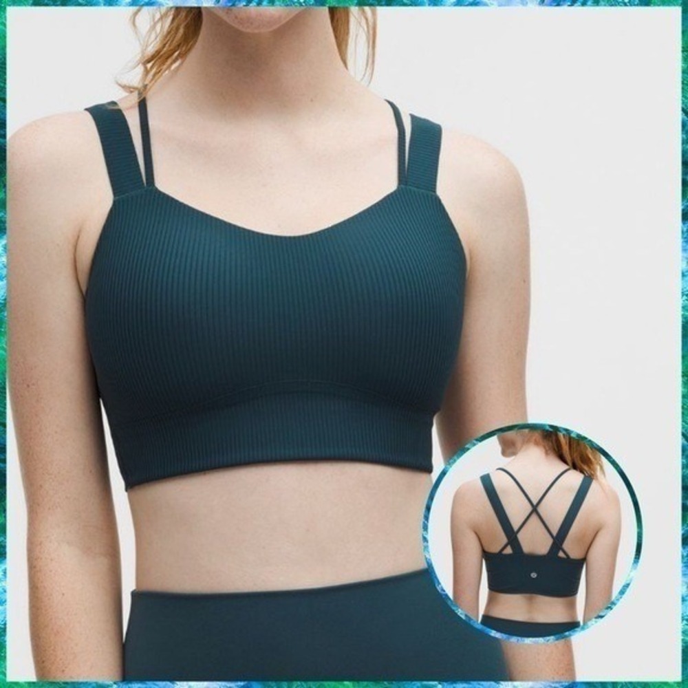 Lululemon Like a Cloud Ribbed Longline Bra D/DD Cup Indochine Blue size 10 NWT - Picture 3 of 6